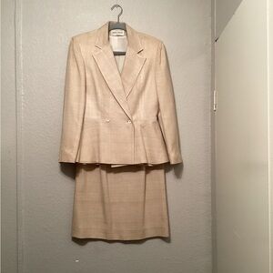 Stanley Sherman Elegant Cream Women's Blazer and Skirt Set 8